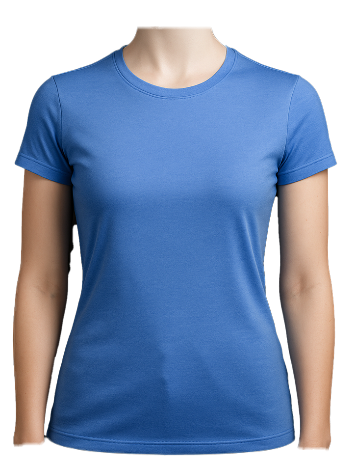 female blue t-shirt front
